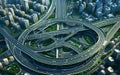 Roads Converging Aerial View of Big City Interior. Generative AI