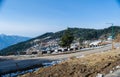 Roads covered by snow between mountains of Patnitop and nathatop Jammu Royalty Free Stock Photo