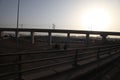 Roads in the desert at sunset,Saudi Arabia Jeddah Royalty Free Stock Photo