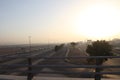 Roads in the desert at sunset,Saudi Arabia Jeddah Royalty Free Stock Photo