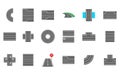 Roads icon set, cartoon style