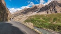 Roads, Mountains and river of Kargil District of Jammu and Kashmir, India Royalty Free Stock Photo