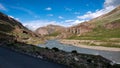 Roads, Mountains and river of Kargil District of Jammu and Kashmir, India Royalty Free Stock Photo