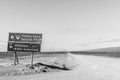 Roads P2250 and R355 junction in Tankwa Karoo. Monochrome