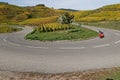 On the roads of the Route des Vins of Alsace, through a landscape of vineyards