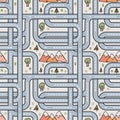 Roads. Seamless vector pattern background.