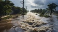 Roads Submerge in Tropical Storm\'s Rising Tides. Generative AI