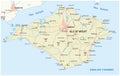 Roads vector map of Isle of Wight, UK