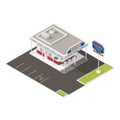 Roadside american diner isometric icons set Royalty Free Stock Photo