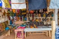 Roadside arts dealer along a street in Yamoussoukro Ivory Coast Cote d`Ivoire West Africa.