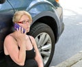 Roadside assistance - woman calling for help