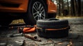 a roadside car tire change preparedness and urgency