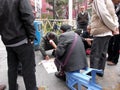 The roadside chess under the old people, in China