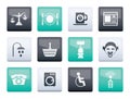 Roadside, hotel and motel services icons over color background Royalty Free Stock Photo