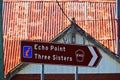 Information Sign, Direction to Echo Point and the Three Sisters, Katoomba, NSW, Australia Royalty Free Stock Photo