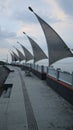 roadside seating on the beach. seating ornaments with curved and tapered models, in urban areas with views of the blue sea.