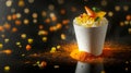 A roadside snack in a cone-shaped paper container, bhel poori Royalty Free Stock Photo
