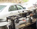 Roadside tea stall or Dhaba restaurant Royalty Free Stock Photo