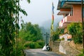 A roadside tourist resort in a popular hill station in India on a mountain background. Tabakoshi Mirik Darjeeling West Bengal