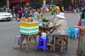 Roadside Vendor selling beverage, packet snacks and fresh betel leaves in Yangon, Myanmar