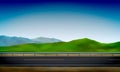 Roadside view with a crash barrier, green nature clear blue sky background, road, vector illustration Royalty Free Stock Photo