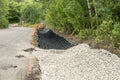 Roadsise erosion stabilization with geocells Royalty Free Stock Photo