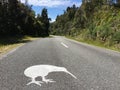 Roadsign Okarito Kiwi near Okarito, South Island, New Zealand Royalty Free Stock Photo