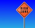 Roadsign risk zone. Royalty Free Stock Photo