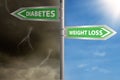 Roadsign to weight loss or diabetes Royalty Free Stock Photo