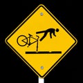 Roadsign warning cyclists of dangerous tram tracks