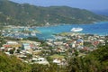 Roadtown in Tortola with a cruise ship in port Royalty Free Stock Photo