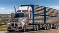 Roadtrain on the Stuart highway near Alice Springs, Australia Royalty Free Stock Photo