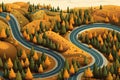 roadtrip adventure in autumn landscape AI generated