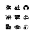 Roadtrip black glyph icons set on white space