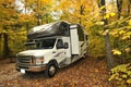 Roadtrip with motorhome in Indian summer Canada Royalty Free Stock Photo