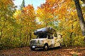 Roadtrip with motorhome in Indian summer Canada Royalty Free Stock Photo