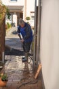 Roadway Brick Cleaning Royalty Free Stock Photo