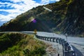Roadway in New Zealand in route to Milford Sound. Road trip Concept Royalty Free Stock Photo