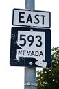 Roadway sign east 593 in Nevada, USA