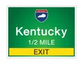 Roadway sign Welcome to Signage on the highway in american style Providing Kentucky state information and maps On the green