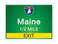 Roadway sign Welcome to Signage on the highway in american style Providing Maine state information and maps On the green Royalty Free Stock Photo