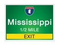 Roadway sign Welcome to Signage on the highway in american style Providing Mississippi state information and maps On the green Royalty Free Stock Photo