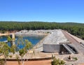 Roadway and Spillway: Serpentine Dam Royalty Free Stock Photo