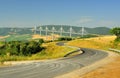 Roadway to the Millau viaduct, southern France Royalty Free Stock Photo