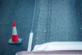 roadwork cones on UK motorway in England Royalty Free Stock Photo