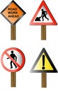 Roadwork construction site signs Royalty Free Stock Photo