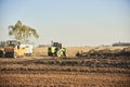 Roadwork, machinery working on the construction of a road, a highway Royalty Free Stock Photo