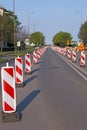 Roadwork signs on street