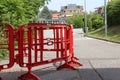 Barriers delimit part occupied by road Royalty Free Stock Photo