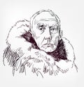 Roald Amundsen vector sketch portrait isolated Royalty Free Stock Photo